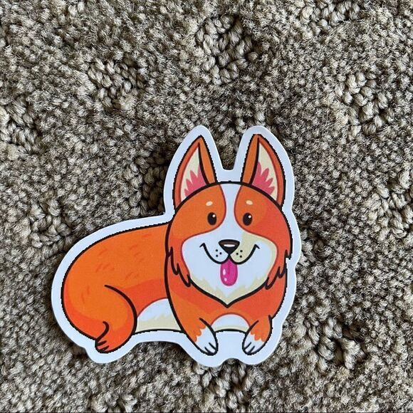 Lying Down Attentive Corgi Sticker - Picture 3 of 6